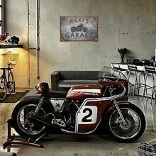 Customizable Metal Garage Sign - Vintage Motorcycle Design, Personalized Home Wall Decor, Workshop - No Electricity, No Feathers, Horizontal - Suitable For Bedroom, Indoor Use - Unique Gift For Dad, Boyfriend (1 Piece, 12x8 Inches)