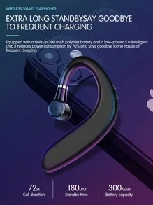 无线单耳机蓝牙耳机，挂耳式商务耳机，电池续航时间长 - 黑色 - 查看 3