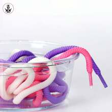 1 Paar 8mm Kordel-Baumwollsenkel für Lässig Sneaker/Chunky Sneaker, schwarz & weiße dicke runde Schnürsenkel