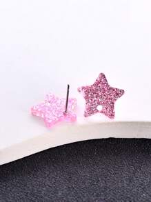 20pcs Geometric Star Shaped Transparent Shiny Sequins Multicolor Acrylic Earring Studs, DIY Jewelry Making Earring Components Accessories
