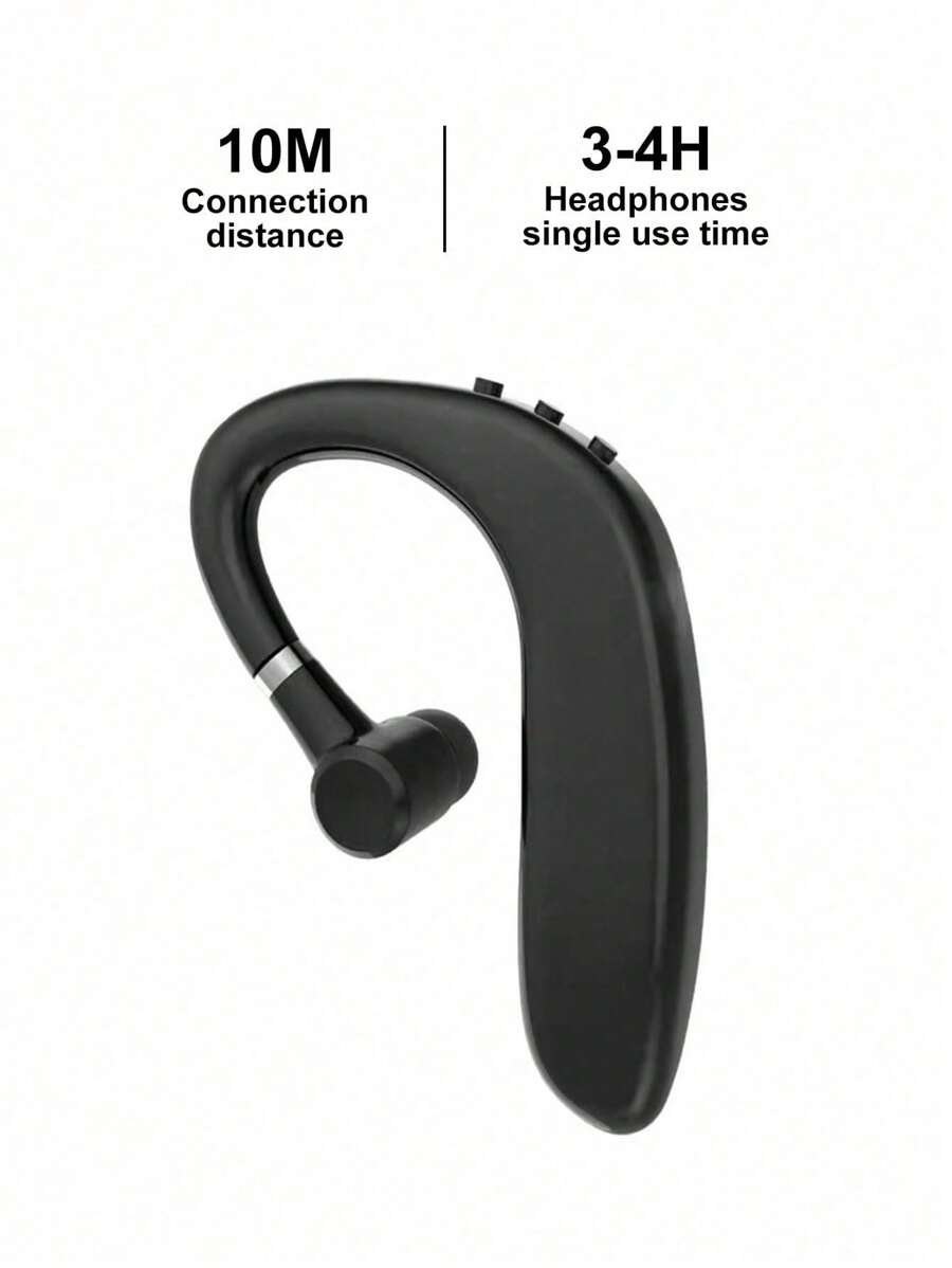 无线单耳机蓝牙耳机，挂耳式商务耳机，电池续航时间长 - 黑色 - 查看 1