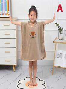 1 件全新珊瑚绒卡通连帽斗篷、浴袍毛巾、沙滩披肩夏季婚礼家居浴室装饰沙滩装返校