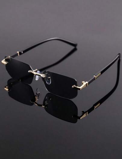 1 pieza gafas de sol cuandradas sin montura diseño retro dde moda para conducir, uso diarios, accesoriod de playa, para unisex. proteccion UV400