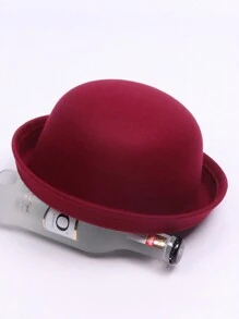 1pc Kinderen Herfst/Winter Veelzijdige Emmerhoed, Koepelvormige Rand Retro Hoed, Leuke Unisex Kinderen & Ouder-Kind Pet, Britse Stijl