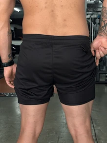 Bermuda Short 2 In 1 Brassk Dry Active Men's Gym Training Running With Elastane - 黑色 - 查看 5