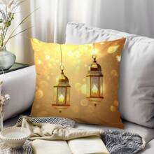 1 Pc Ramadan Lantern Print Decorative Throw Pillow Cover, 45*45cm