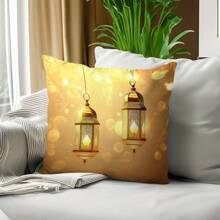 1 Pc Ramadan Lantern Print Decorative Throw Pillow Cover, 45*45cm