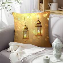 1 Pc Ramadan Lantern Print Decorative Throw Pillow Cover, 45*45cm
