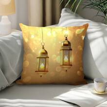 1 Pc Ramadan Lantern Print Decorative Throw Pillow Cover, 45*45cm