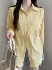 防晒白衬衫 极简法式小码长袖衬衫