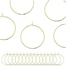 20pcs Classic Gold And Silver Wine Glass Charm Rings, 25mm/0.98inch Open Circle Rings For Earrings Beading, DIY Jewelry Making, Wedding Birthday Party Holiday Gifts - 20pcs Wine Glass Rings - View 4
