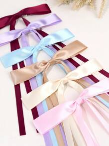 6 piezas Pasadores de pelo con lazo de unicolor para niñas, Pasadores de pelo con lazo de cinta, Accesorios de moda para el cabello con pinzas de caimán decorativas para niños - horquilla de lazo - Ver 4