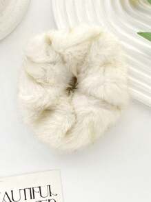 1pc Women Solid Color Furry Hair Scrunchie, Soft Ponytail Holder, Hair Accessories, Classic Fashion Casual Style, Suitable For New Year, Gathering, Travel, Party, Valentine's Day Gift, Scrunchy Hair Ties Scrunchies Makeup Home Gym Woman Accessories Head Accessories