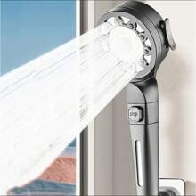 手持花洒，强劲水压，带过滤功能，喷雾模式、雨淋模式、脉冲模式，配备不锈钢加密软管和可调节花洒臂，适用于浴室，浴室配件，浴室工具 - 灰色 - 查看 8