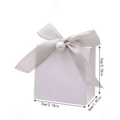 10/50pcs, Blank Packaging Paper Gift Box, Decoration Box With Ribbon And Pearl, Party Favors, Birthday Decor, Wedding Decoration, Party Supplies, Valentine's Day