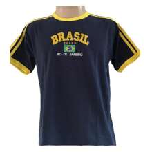 Camisa do Brasil Bordada Adulto Unissex - Azul Marinho - Visão 7