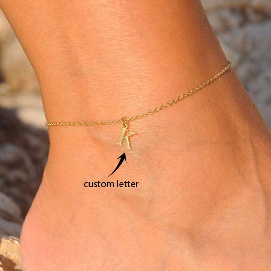 Personalized Letter Anklet | Customized Letter Anklet, Gold Anklet, Name Anklet, Friendship Anklet, Gift For Her