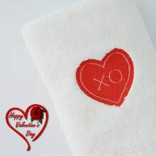 1pc, 34x75cm Coral Fleece Valentine's Day Theme Embroided XO Hearts Hand Towel For Kitchen Bathroom Decoration Summer Back To School