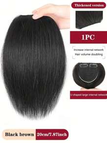 Synthetic Hair Root Pads Invisible Pad High Straight Hair Clip In Hair Extension For Women Wig Fluffy Fake Hairpiece Synthetic Short Straight Patch Hair Pieces Invisible Clip In Hair Extension Fluff Natural Fake Pad Hight Hairpieces