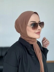 1pc Instant Hijabs For Women, Convenient Button Fastened Slip-Resistant Headscarves - Multicolor - View 5