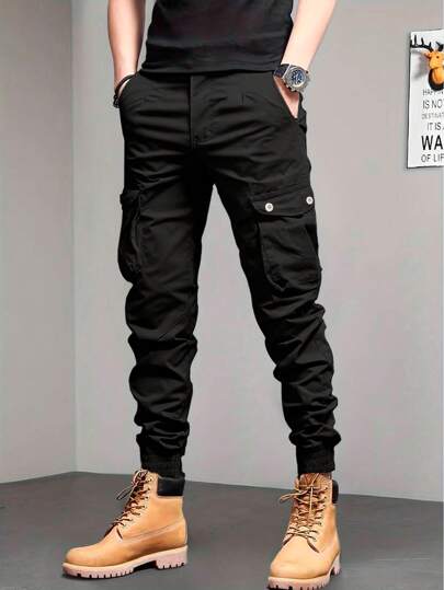 Shendy Vendy Pantalos Jogger Para Hombre De Moda Nuevos Pantalones De Utilidad Skinny Para Hombres, Elegantes Pantalones Cónicos Jogger De Pierna Skinny Pantalones De Jogging Para Hombres Con Cintura Con Cordón Decorativo Y Dobladillos Acanalados