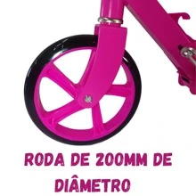 Patinete Crianças Jovens e Adultos Ajustável Rosa 100Kg
