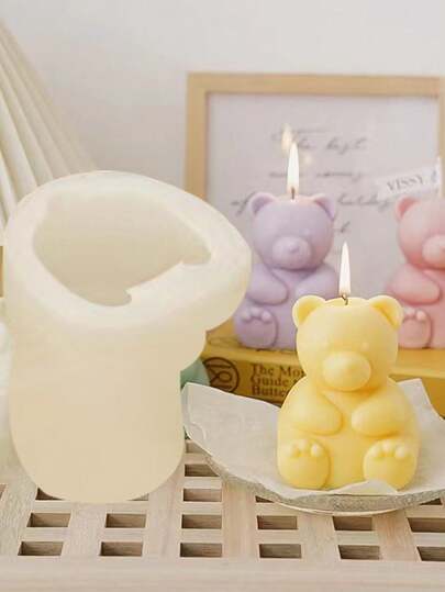 3D Sitting Bear DIY Handmade Plaster Aromatherapy Multifunctional Silicone Mold