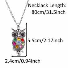 1pc Owl Necklace With Rhinestone 80cm Long Sweater Chain Necklace Antiqued Silver Style For Women Girl