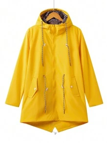 Spring And Autumn Long Sleeve Waterproof Windbreaker For Women With Hat, Outdoors Thin Jackets