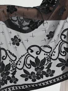 1pc Flocked Burnout Scarf, Solid Color Lace 3D Flocked Shawl, Long Floral Wrap For Evening Party, Date, Elegant Beautiful Soft Scarf For Women Valentines