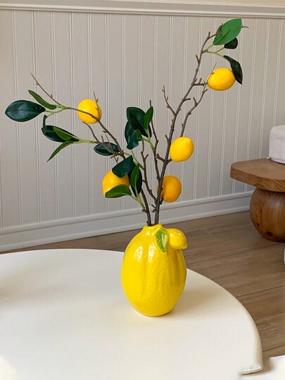 زهرية أو جرة من الخزف الحديث المصنوع يدويًا بشكل ليمون - بأسلوب إسكندنافي، مائية الزراعة، ديكور المكتب، مناسبة لديكور الغرفة المعيشة أو المطبخ أو الدراسة