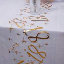 1 pieza Elegante tapete de mesa dorado chapado, adecuado para decoración de fiestas de cumpleaños de 18, 20, 40, 50, 60 años, aniversarios, jubilación, decoración de fiesta de feliz cumpleaños