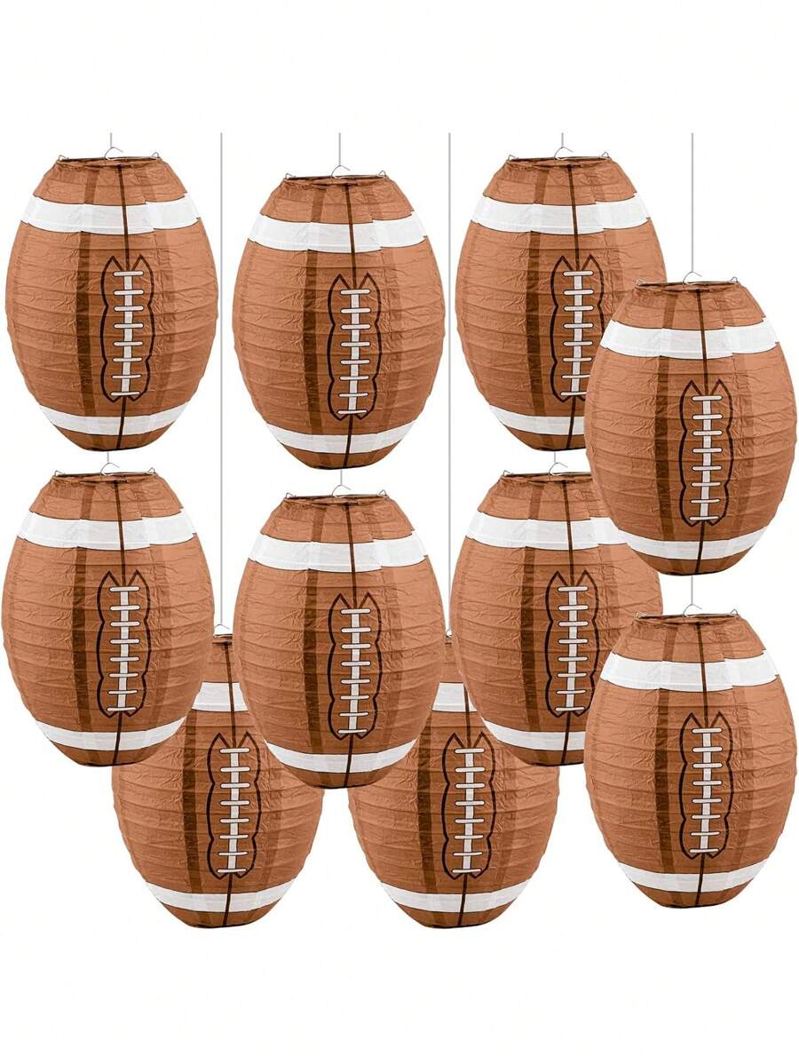 1pc Football Paper Lanterns, Party Centerpieces, Hanging Ornaments For Ceiling Sports Theme Party Decorations - Brown - View 1