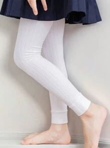 1 件儿童高腰花卉印花紧身修身打底裤 - 白色 - 查看 2