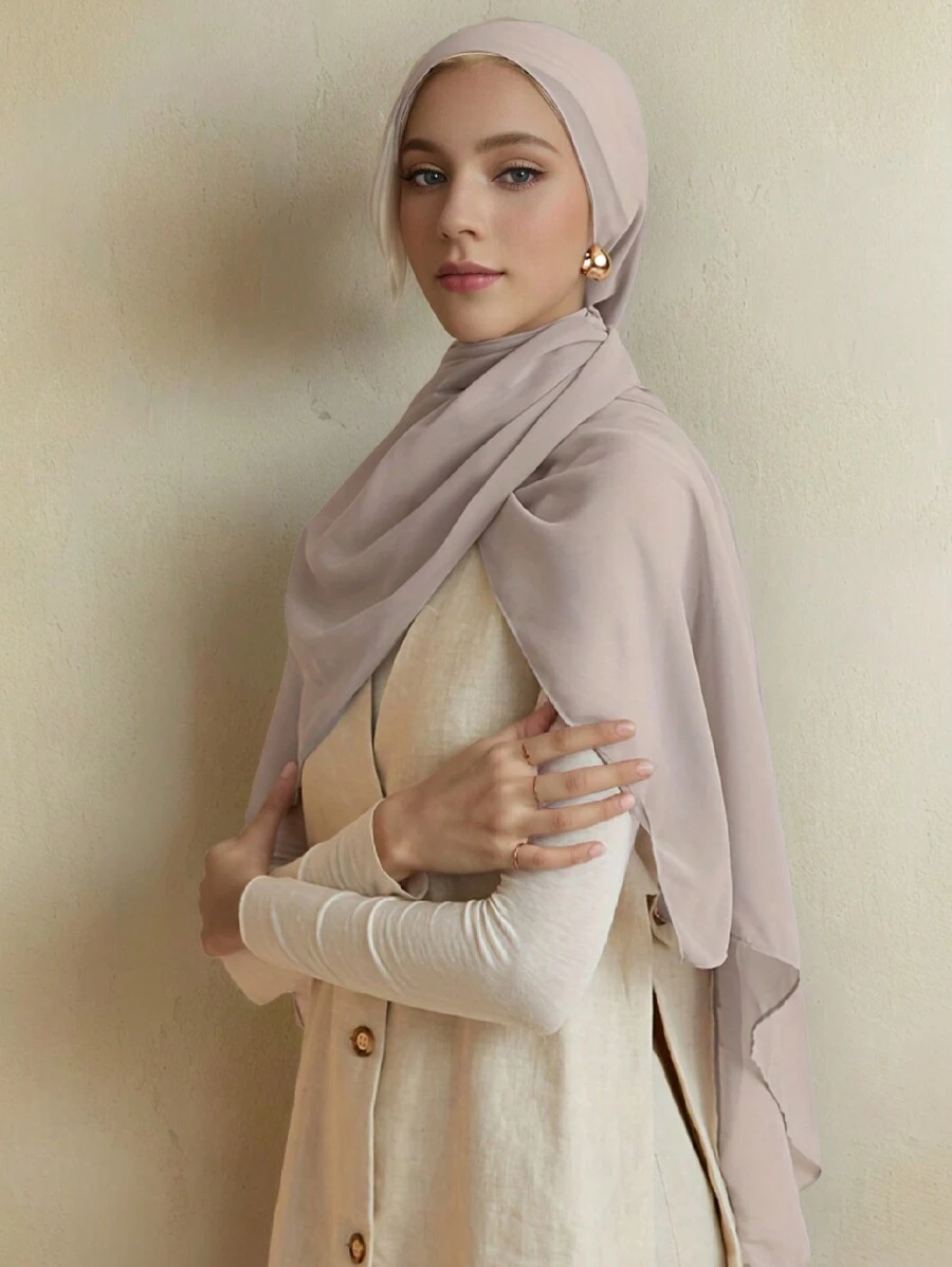 1 件优雅纯色 Khimar Hijab 围巾 - 女士配饰 - 柔软、轻盈、透气的套穿式防晒头巾，非常适合女性，非常适合日常佩戴，是送给女朋友和挚爱母亲的贴心礼物， - 多色 - 查看 1