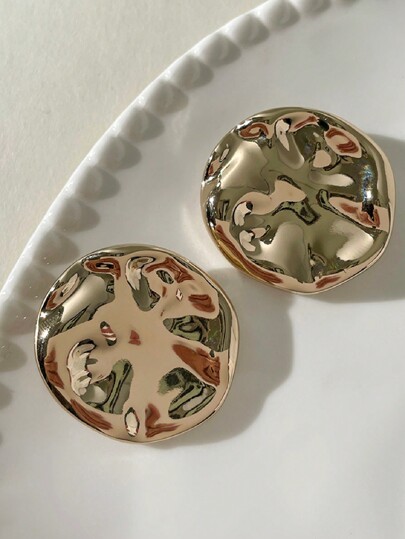 5pcs European & American Style High-End Simple Asymmetrical Wrinkled Smooth Surface Metal Alloy Sewing Buttons For Suits, Sweaters, Dresses, Shirts, Jackets, Versatile Everyday Wear