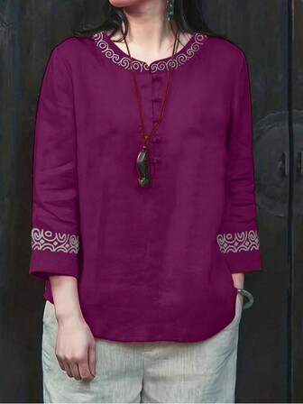 女士撞色编织休闲度假衬衫