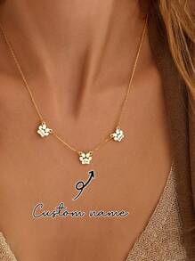 1pcCustom Paw Name Necklace, Pet Necklace, Multiple Name Necklace, Dog Paw Necklace, Pet Memorial Necklace, Gift For Mom, Birthday Gift For Her