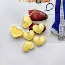 6pcs Glitter Colorful Heart Shaped Decorative Accessories, Clear Resin Components, For DIY, Jewelry, Hair Clips, Shoe Decorations Best Gifts Birthday