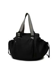 1 pieza Bolso multifuncional para mamá, bolso tote de gran capacidad & mochila, estilo unisex, esencial para uso diario, compras y viajes, Nota: El color de la correa del hombro es aleatorio - Negro - Ver 3