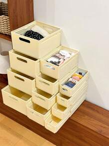 One Piece/Multiple Piece Combination, Multifunctional Expandable And Pull-Out Wardrobe Storage Box, Organizing Box For Household Cabinets, Layered Organizing Box For Expandable Clothing And Pants, Free Assembly, Thick PP Material, Strong Load-Bearing Capacity, Not Easy To Bend Or Deform, Simple Appearance, Large Capacity, - Random Color - View 7