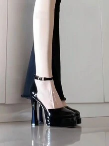 Scarpe Mary Jane con tacco alto, nuova collezione primavera/estate 2024, sandali con plateau impermeabili e super tacchi alti sexy, adatti per donne di statura bassa