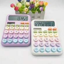 Morandi Colorful Calculator 12 Digits Large Dot Mechanical Keyboard School & Office Stationery Multineos - 紫色 - 查看 7