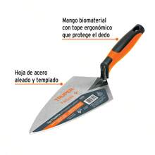 Cuchara Albañil Filadelfia 9' Mango Bimaterial Truper 11231 - Naranja - Ver 2