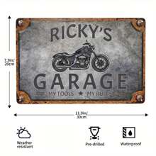 Customizable Metal Garage Sign - Vintage Motorcycle Design, Personalized Home Wall Decor, Workshop - No Electricity, No Feathers, Horizontal - Suitable For Bedroom, Indoor Use - Unique Gift For Dad, Boyfriend (1 Piece, 12x8 Inches)