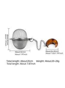 1pc 304 Stainless Steel Tea Infuser With Crystal Stone, Extended Chain Hook, Tea Ball Strainer, For Loose Leaf Tea, Spices, Condiments, Gift For Tea Lovers, Crystal Moon Decor Craft Back To School