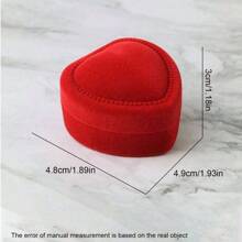 1pc Velvet Single Ring Display Box, Heart Design Random Color Engagement Wedding Ring Case, Gift For Valentine's Day - Multicolor - View 5