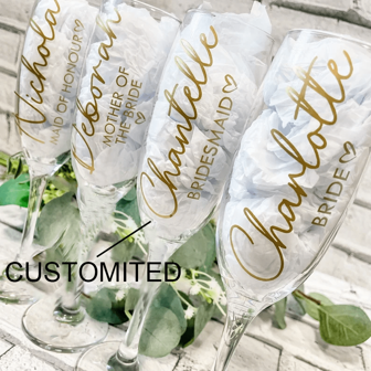 Bridal Party Wine Glasses, Champagne Flutes, Bridesmaid, Bride, Maid Of Honour, Mother Of The Bride, Decal Sticker Only, Party, Birthday Decoration,Multi-Functional, Reusable,Ornamental,Adhesive,Exquisite,Stylish,Cute,Soft,Colorful,Cartoon,Custom,Personalized,Unique