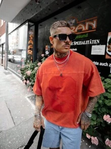 2025 Print Patchwork Casual Men Short Sleeve T-Shirt, Fashionable Versatile Daily Wear, Spring/Summer