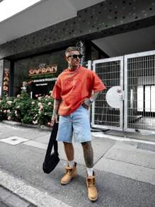 2025 Print Patchwork Casual Men Short Sleeve T-Shirt, Fashionable Versatile Daily Wear, Spring/Summer